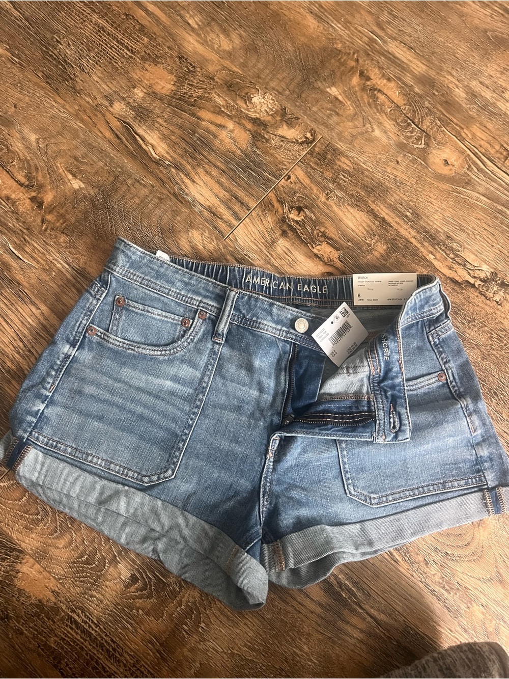 American Eagle Outfitters Light Blue Denim Roll-Cuff Jean Shorts